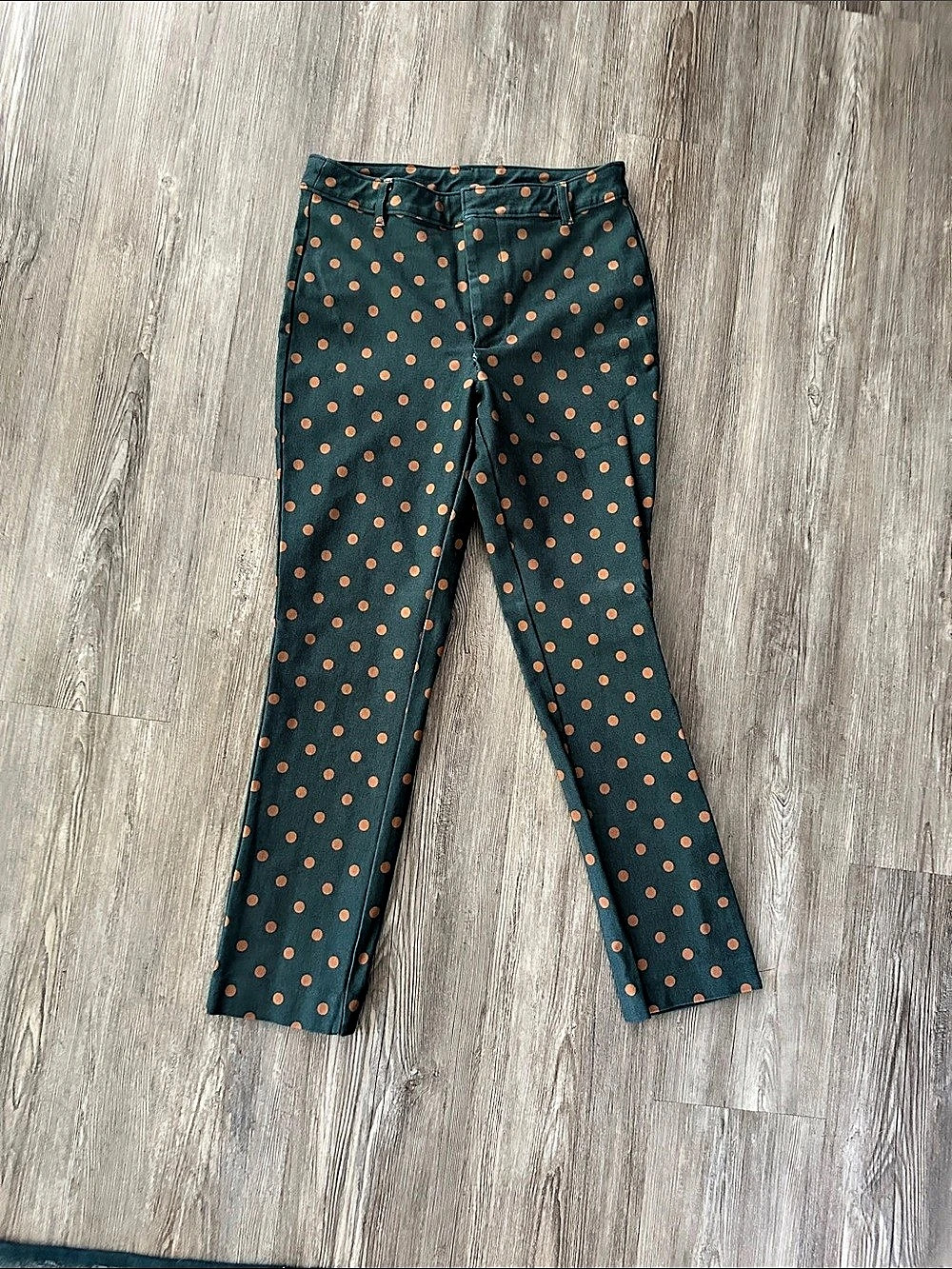 Free People Polka Dot Skinny Pants in Green & Orange Size 6